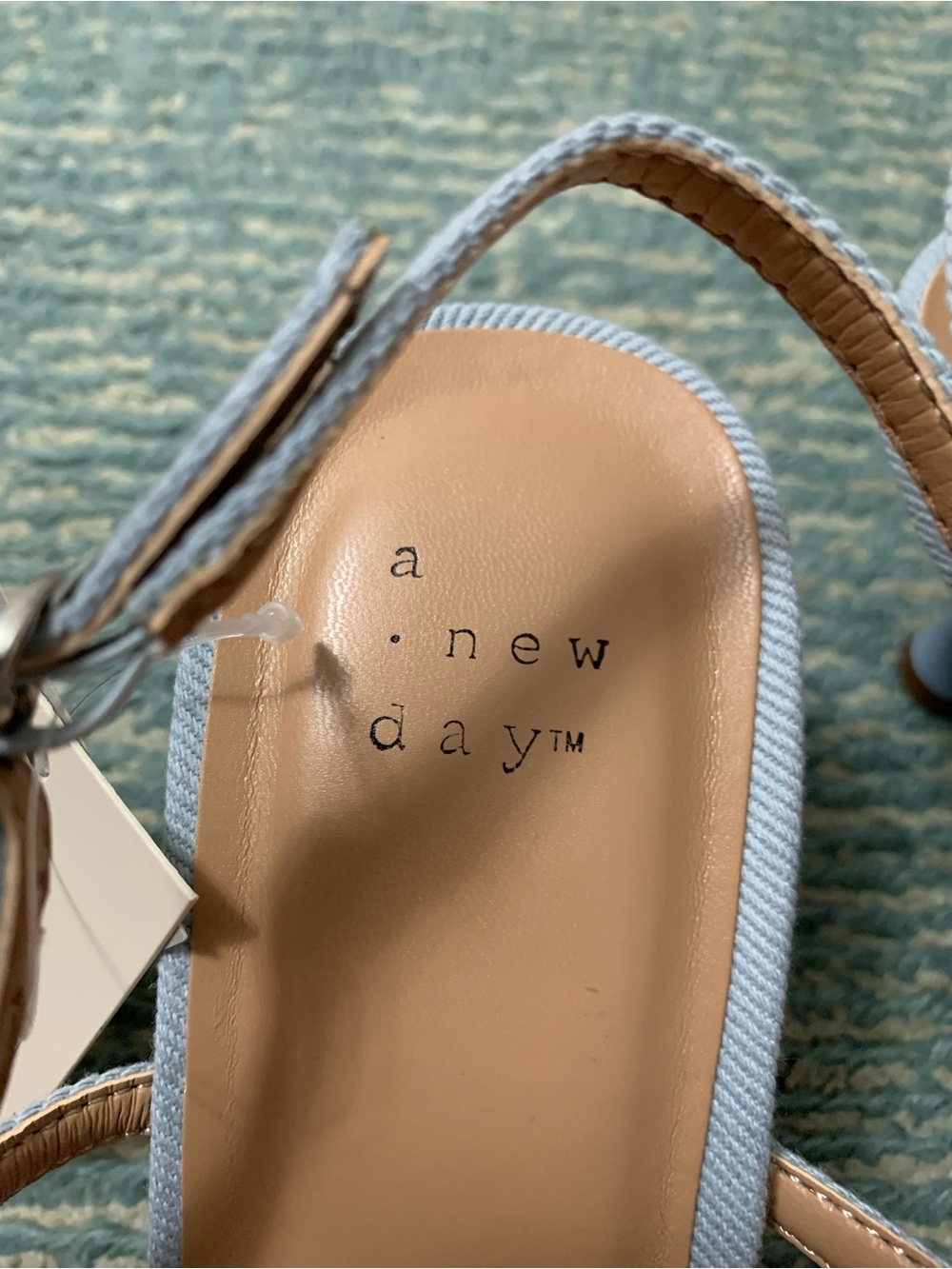 a new day Light Blue Chambray Jeweled Pointed Slingback Kitten Heel - Picture 4 of 8